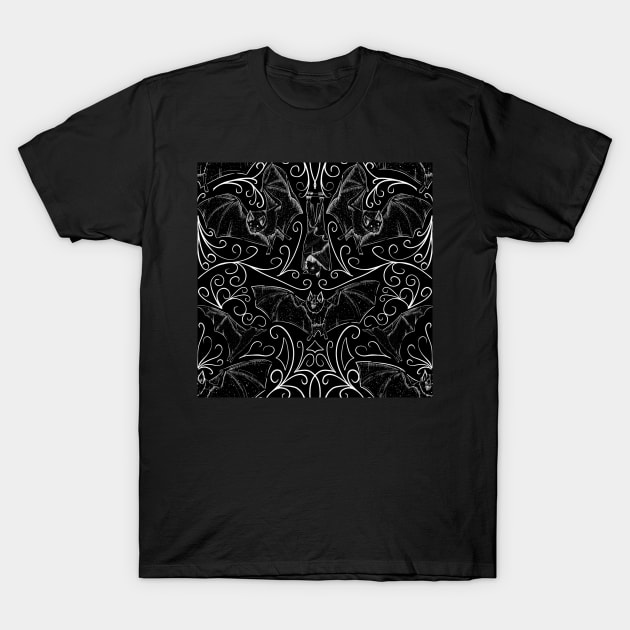 Bat Filigree Pattern T-Shirt by TGSC